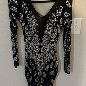 Elegant Black and Silver Embellished Dress